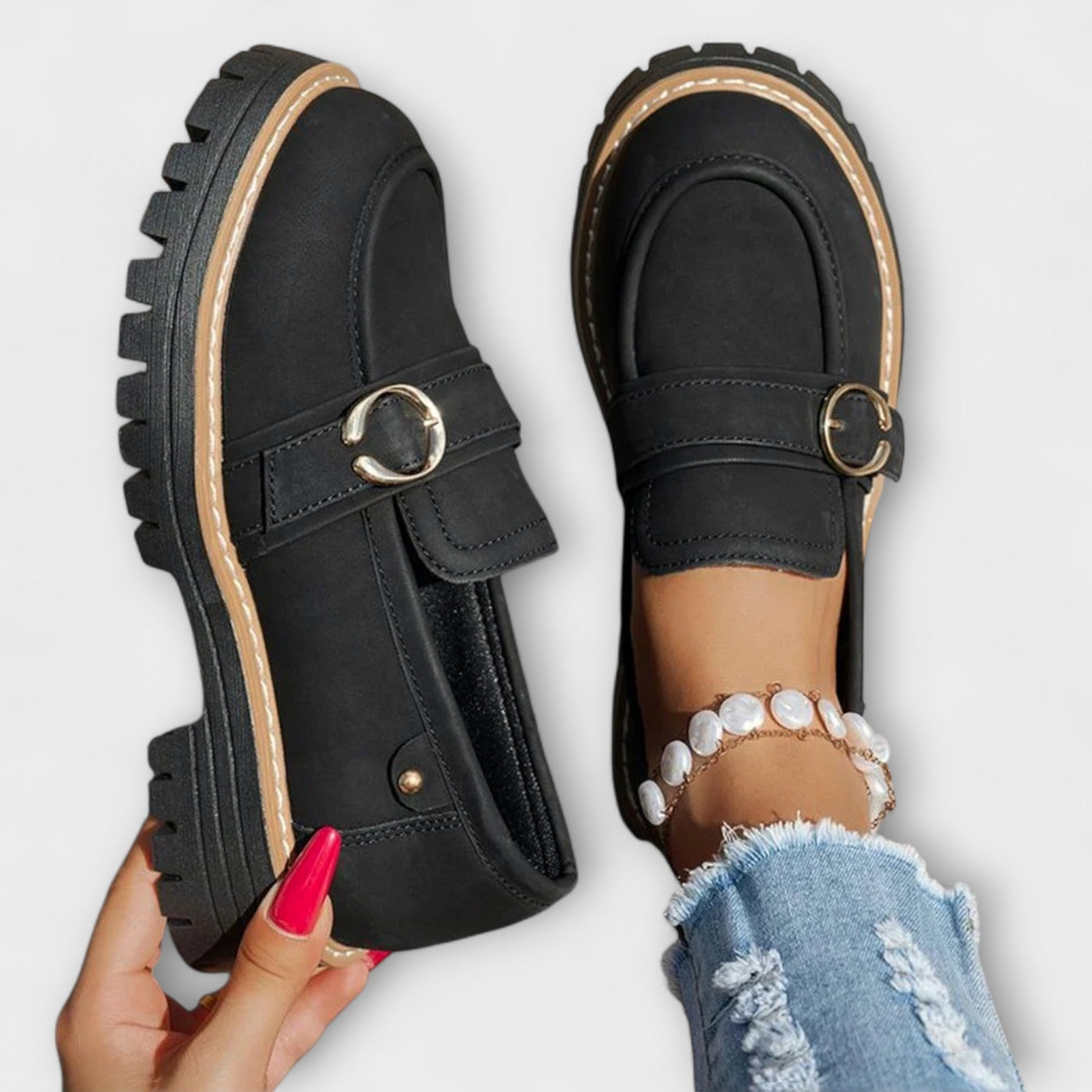 Stylowe casual loafersy z okrągłym noskiem